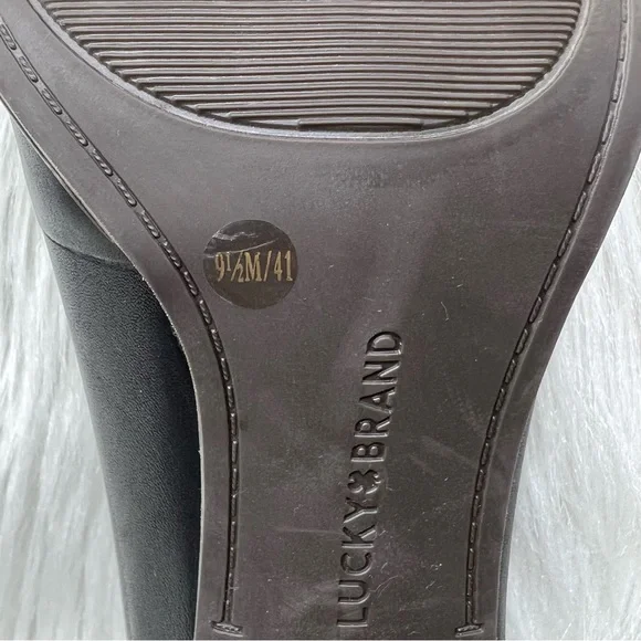 SOLD-Lucky Brand Black Leather Peep Toe Heel Shootie Ankle Boot Pumps - Picture 11 of 11